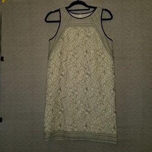 Ann Taylor LOFT Sleeveless Dress Lace Black Ivory/ Cream Women's Size 4 Lined‎